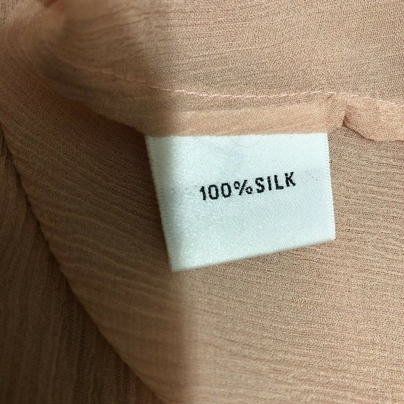 Vintage 80s Silk Blouse Blush Pink Gold Studded Sheer Long Sleeve Lillie Rubin L - Picture 10 of 11